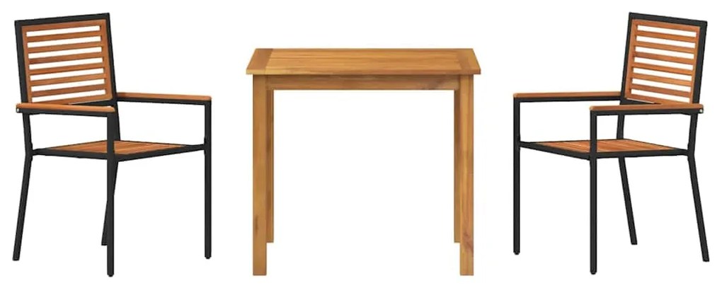 vidaXL Σέτ φαγητού για κήπο 3 pcs Μαύρο Στερεό Ξύλο Ακακίας