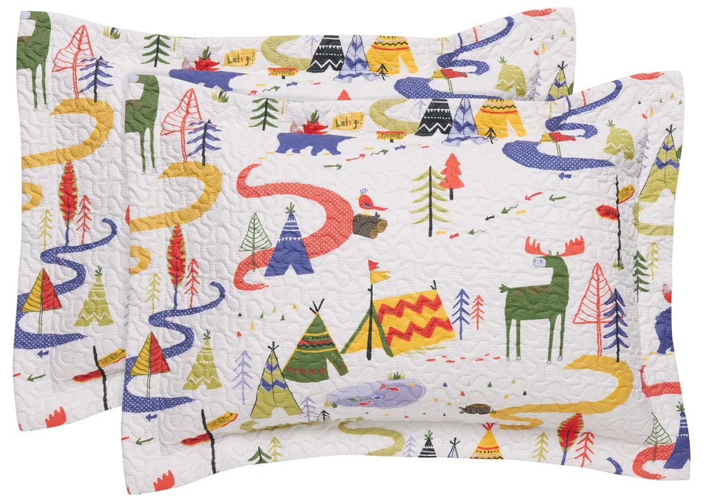 Ζεύγος Διακοσμητικές Μαξιλαροθήκες Microfiber 50x70+5εκ. Kids 4927 Πράσινο-Μπλε-Λευκό Das Home