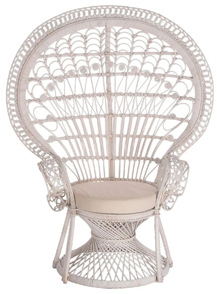 ΠΟΛΥΘΡΟΝΑ ROYAL PEACOCK HM9342.02 RATTAN ΣΕ ΛΕΥΚΟ-ΜΑΞΙΛΑΡΙ ΛΕΥΚΟ 114x72x150Yεκ.