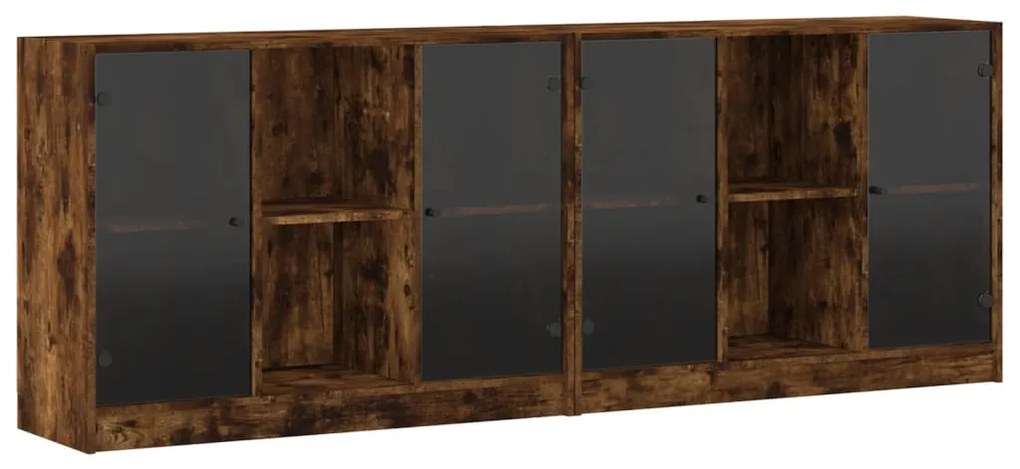 vidaXL Βιβλιοθήκη με Πόρτες Καφέ Δρυς 204x37x75 εκ. Επεξ. Ξύλο