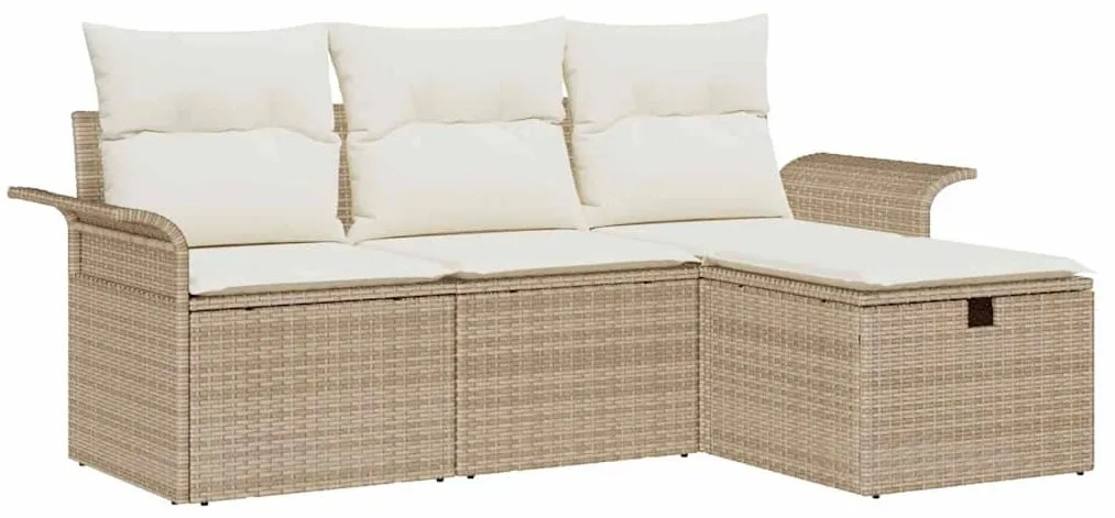 vidaXL Σετ Καναπέ Κήπου 4 pcs Μπεζ και Κρέμα συνθετικό ρατάν