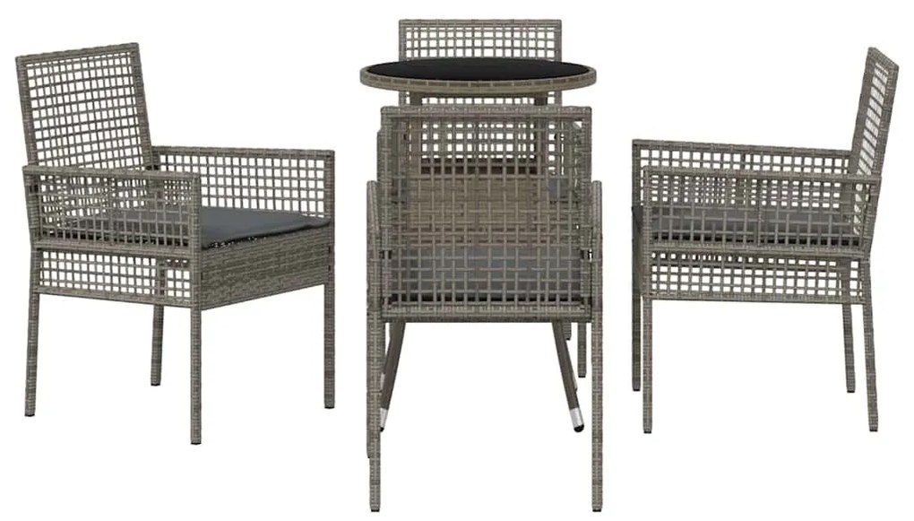 vidaXL Σέτ φαγητού για κήπο 5 pcs Γκρι συνθετικό ρατάν