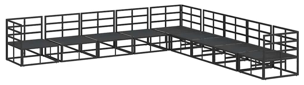 vidaXL Σετ Καναπέ Κήπου με μαξιλάρι 9 pcs Μαύρο Αλουμίνιο