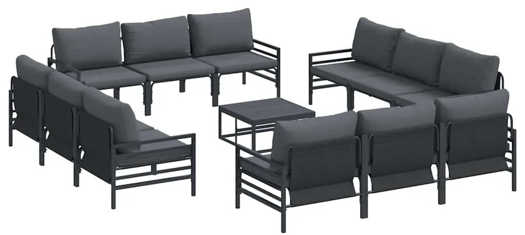 vidaXL Σετ Καναπέ Κήπου 13 pcs Ανθρακί Ατσάλι