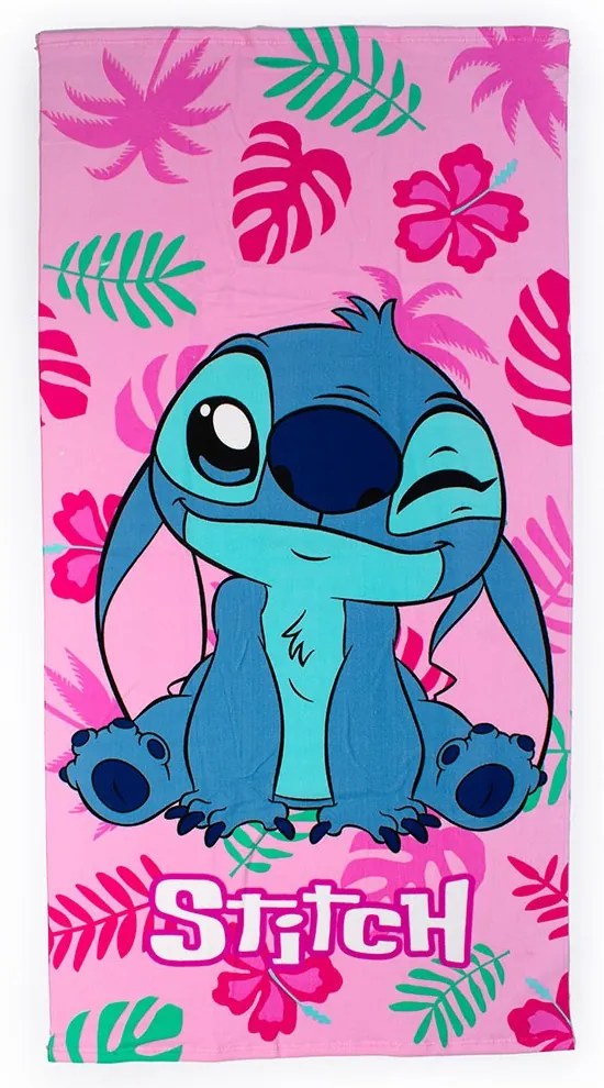 Πετσέτα Θαλάσσης Παιδική Lilo & Stitch 86 Quick Dry Pink DimCol Θαλάσσης 70x140cm Microfiber