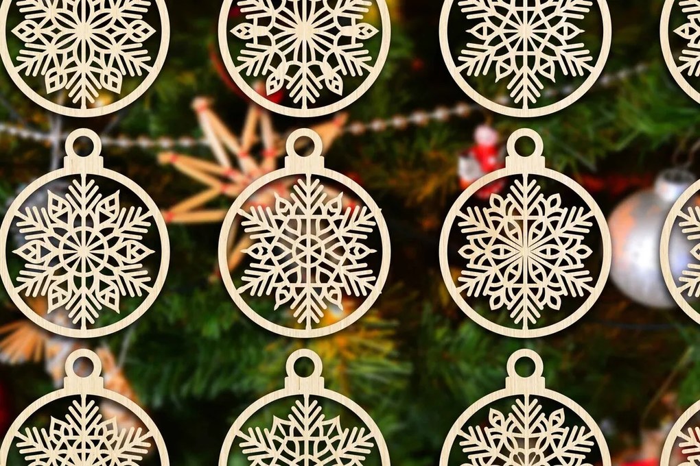 Σετ των 3 Intra απο ξύλο plywood 3mm-4mm πάχος Cut  Christmas Ball 05 Δίασταση 8x8 cm INTRAFABR-79428466