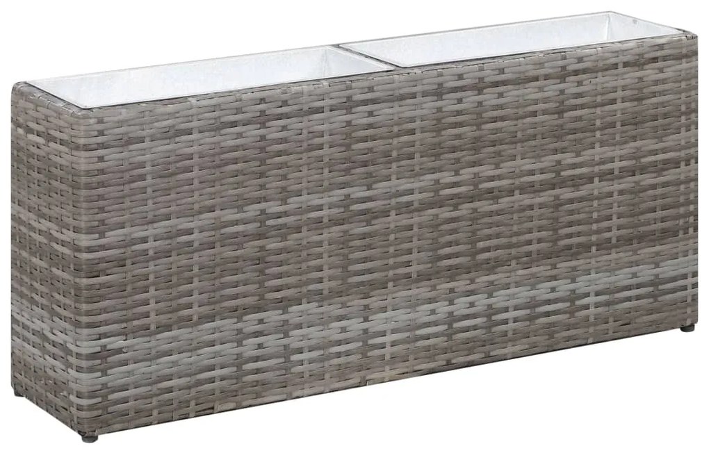 vidaXL Ζαρντινιέρα Υπερυψωμένη 2 Δοχεία Γκρι 90x20x40 εκ. Συνθ.Ρατάν