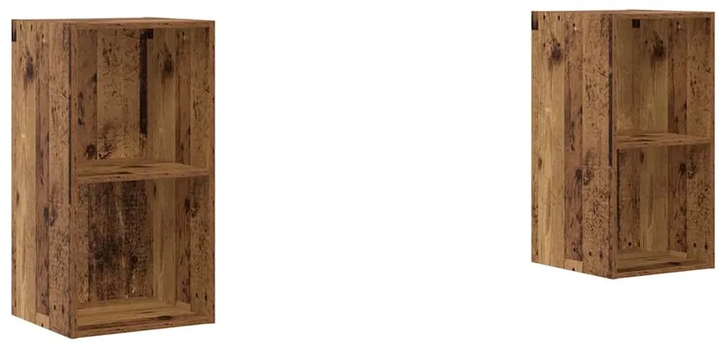 vidaXL Τηλεοπτική Κάβα Τοίχου 2 pcs Παλιό ξύλο 37 x 37 x 72 εκ