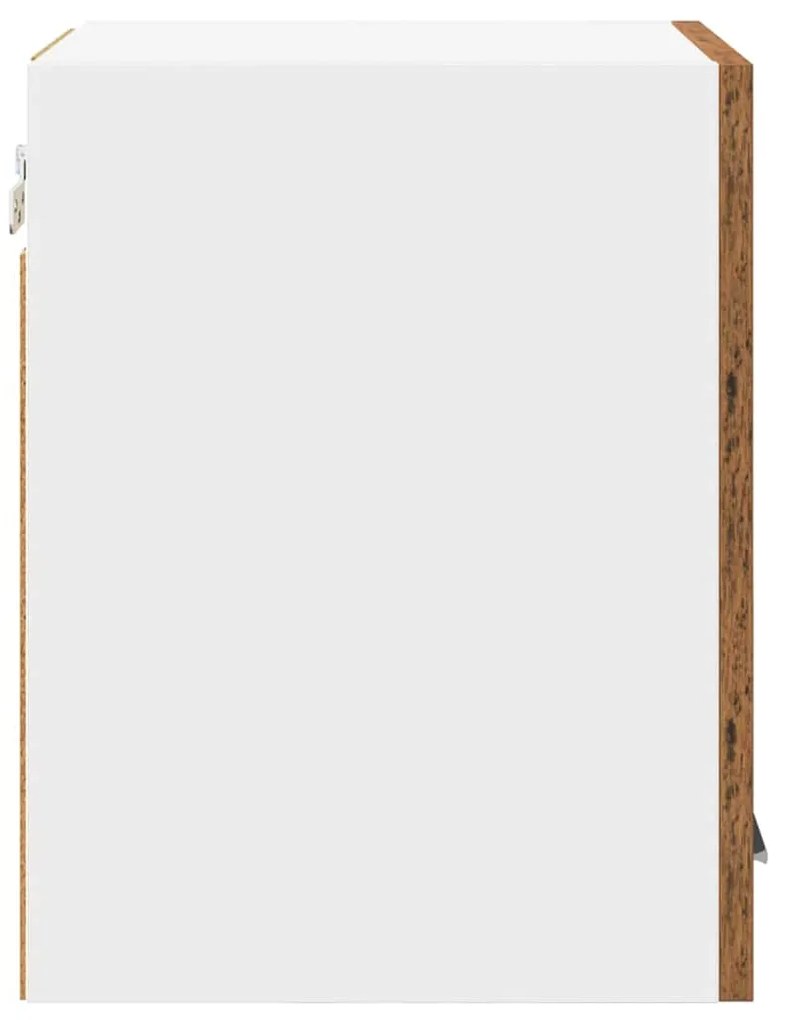vidaXL Κρεμαστό ντουλάπι με πόρτα Riga 2 pcs Παλαιό Ξύλο και Λευκό