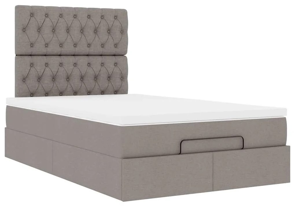 vidaXL Οθωμανικό κρεβάτι με στρώμα Taupe 120x190 cm Ύφασμα