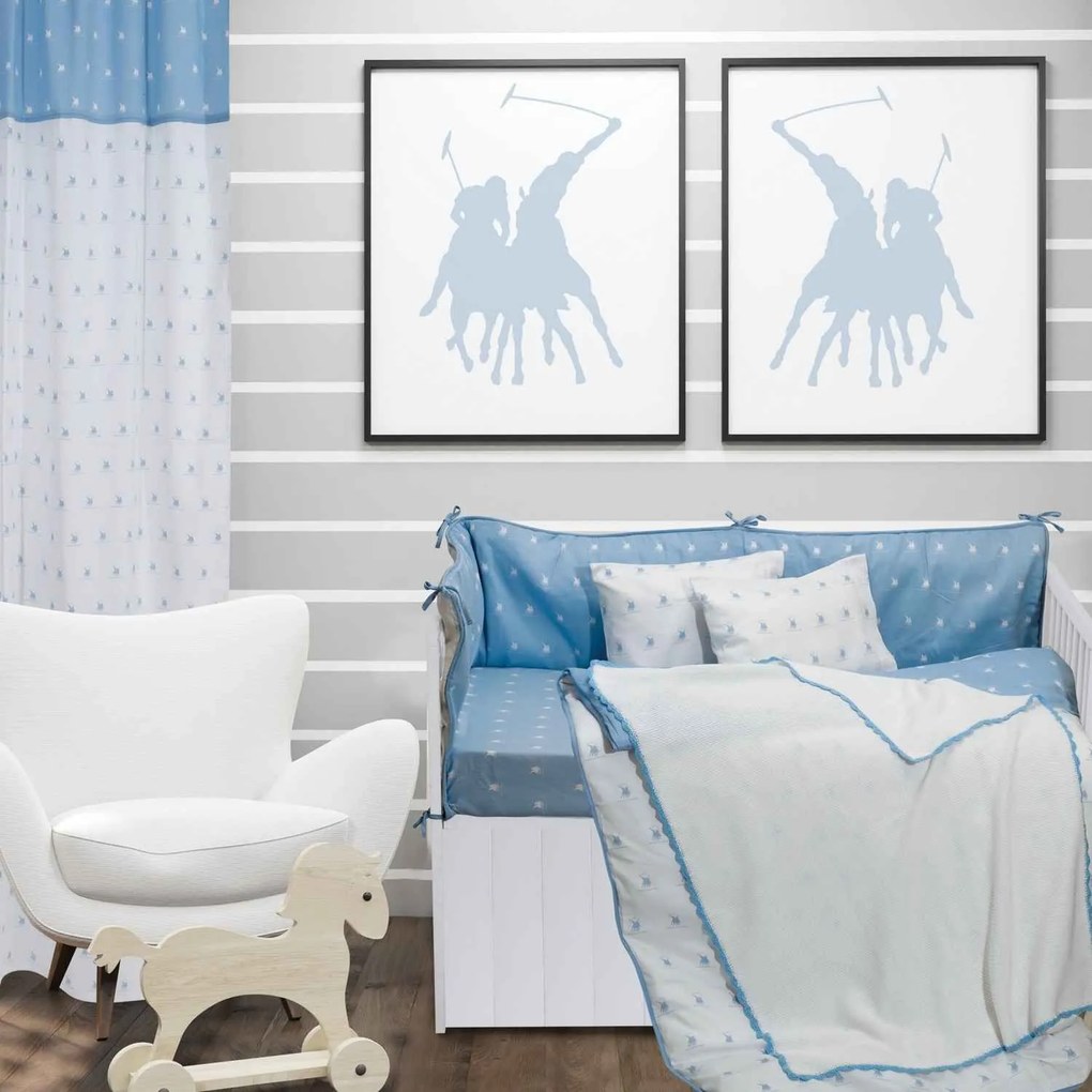 Κουβέρτα Baby Πλεκτή 2943 White-Ciel Greenwich Polo Club Αγκαλιάς 75x100cm 100% Βαμβάκι