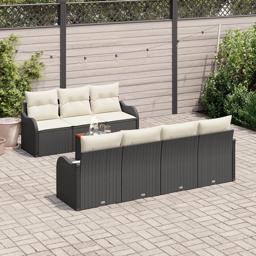 vidaXL Σετ Σαλονιού Κήπου 8 pcs Μαύρος, λευκός Μεγάλο Ρατάν