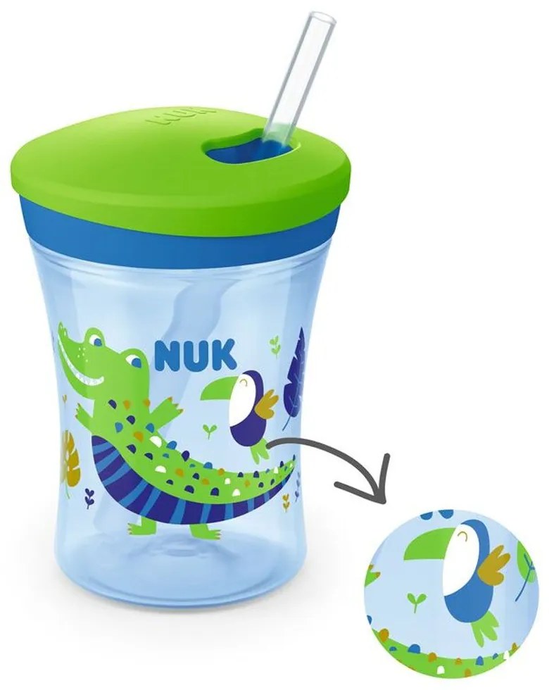 Ποτηράκι Παιδικό Που Αλλάζει Χρώμα 10255574 Action Cup Chameleon 230ml Με Καλαμάκι 12 Μηνών Green Nuk 230ml Plastic
