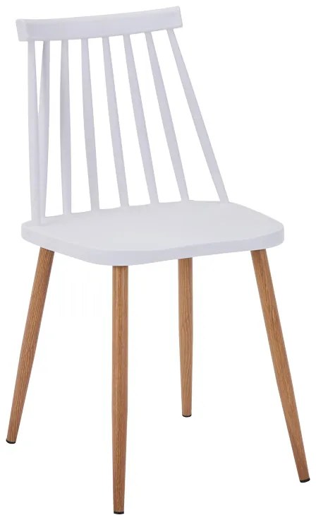 Τραπεζαρία Elijah-Aurora I pakoworld σετ 3τεμ pp σε λευκή απόχρωση με φυσικό πόδι Φ60x74εκ