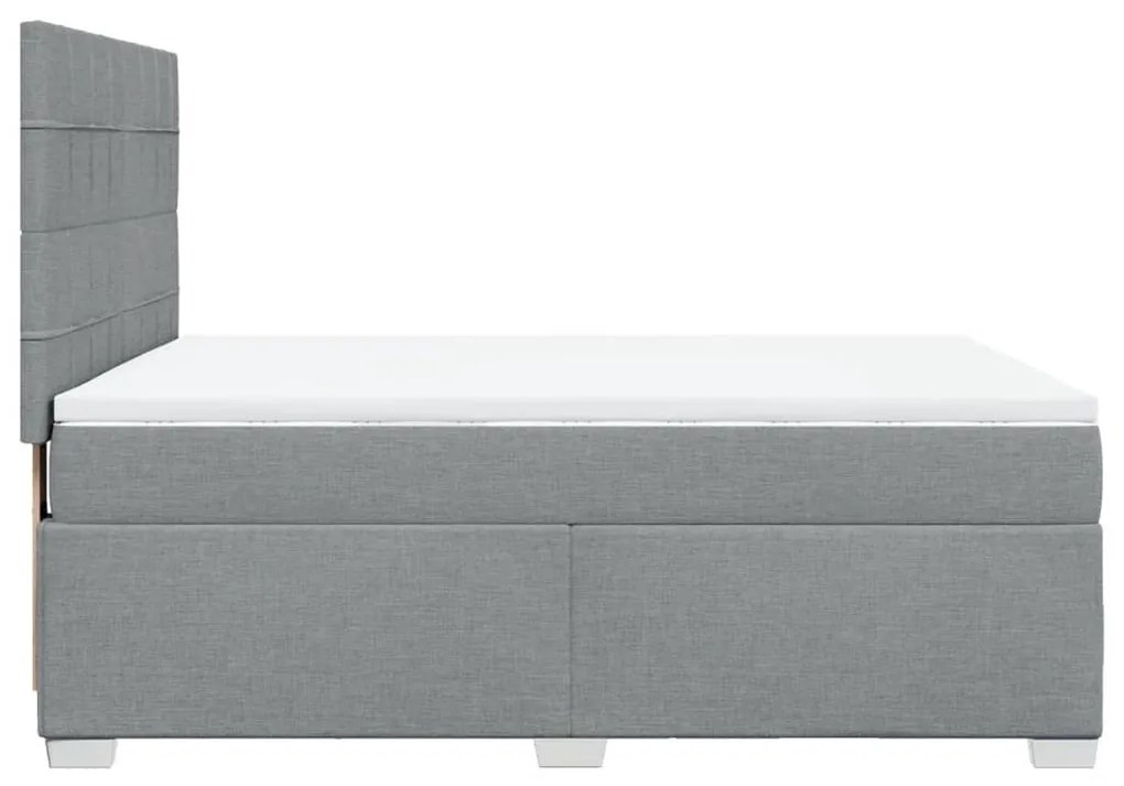 Κρεβάτι Boxspring με Στρώμα Ανοιχτό Γκρι 140x190 εκ. Υφασμάτινο - Γκρι