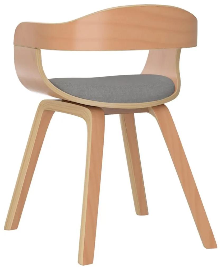 Καρέκλα Τραπεζαρίας Χρώμα Taupe από Λυγισμένο Ξύλο και Ύφασμα - Μπεζ-Γκρι
