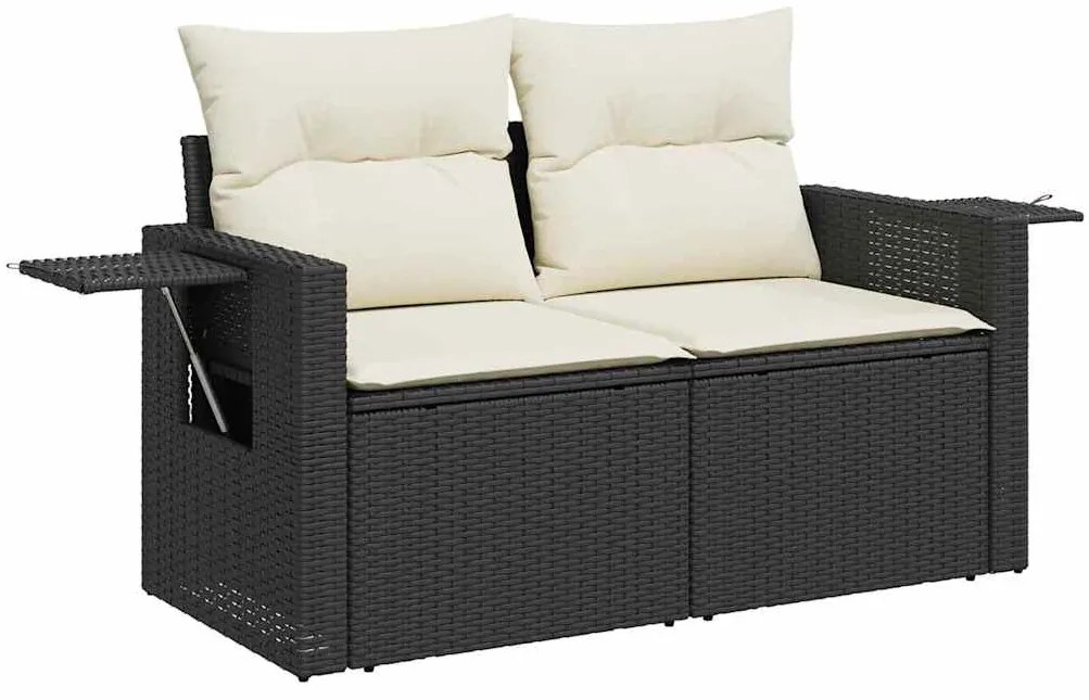 vidaXL Σετ Καναπέ Κήπου με αποθήκευση 11 pcs Μαύρο Πολυ ράταν