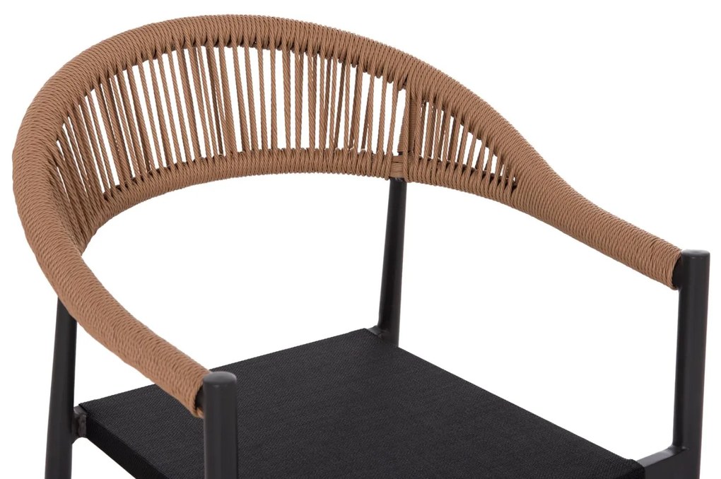 Καρέκλα Πολυθρόνα BERG C6284.02 Αλουμίνιο Μαύρο - Textilene Γκρί - P.E. Rattan Μπέζ 55x56x79Υ εκ. 55x56x79 εκ.