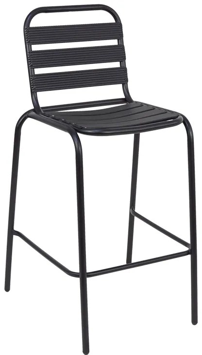 Σκαμπό μπαρ Sussie pakoworld μαύρο μέταλλο με φέτες αλουμινίου 58x58x111εκ