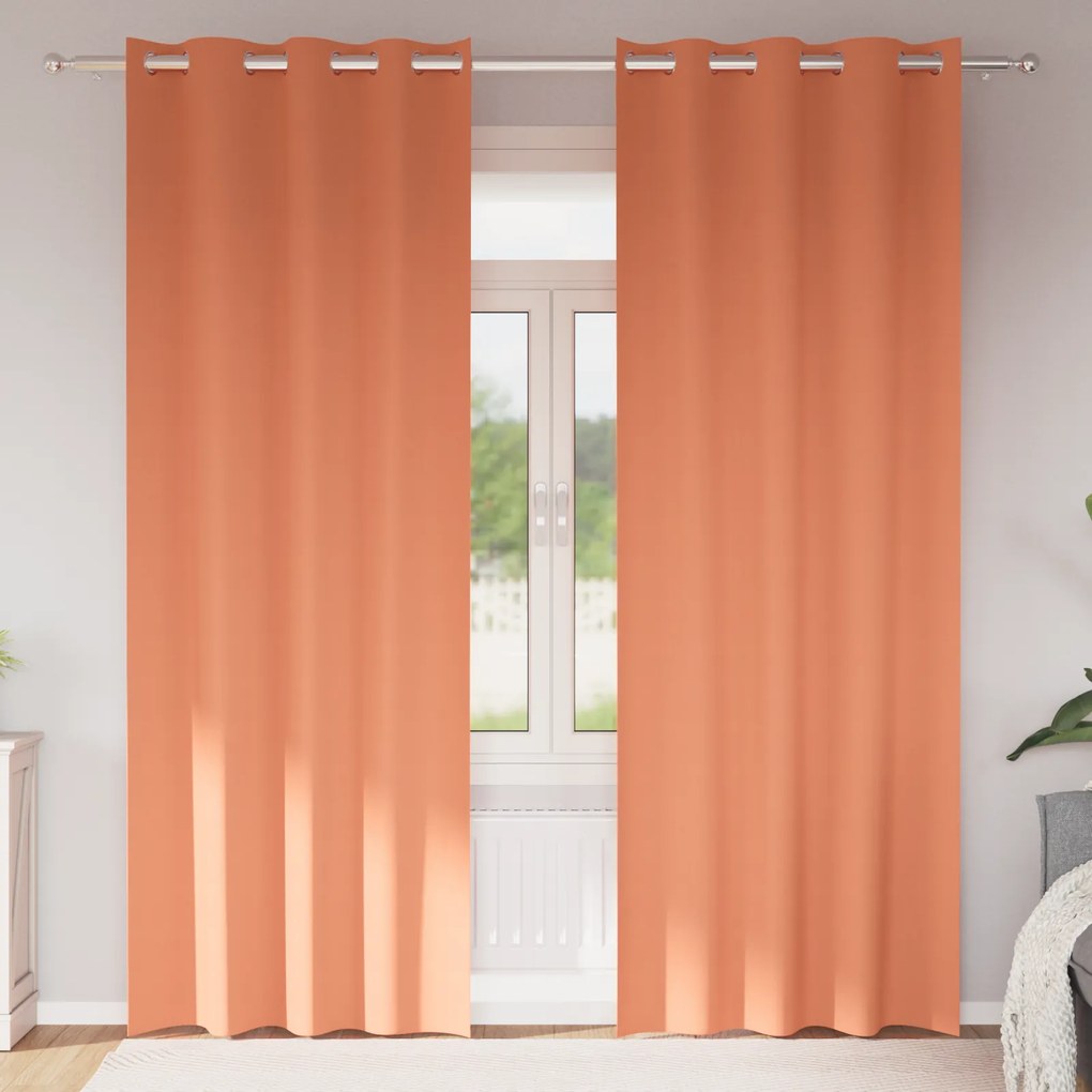 vidaXL Κουρτίνες με κουρτίνες 2 pcs Τερακότα 245 x 140 εκ. Πολυεστέρας