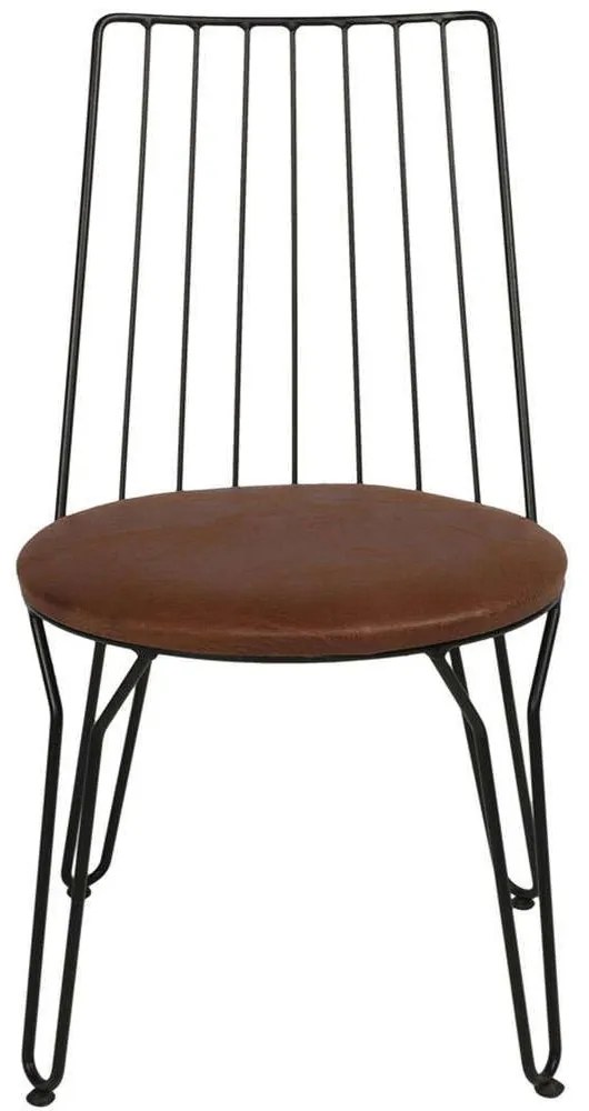 Καρέκλα Ada (Σετ 2Τμχ) 974NMB1191 44x44x84cm Brown-Black Μέταλλο,Τεχνόδερμα