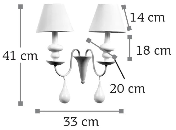 InLight Επιτοίχιο φωτιστικό από λευκό μέταλλο και υφασμάτινο καπέλο (43333-2Φ-Λευκό)