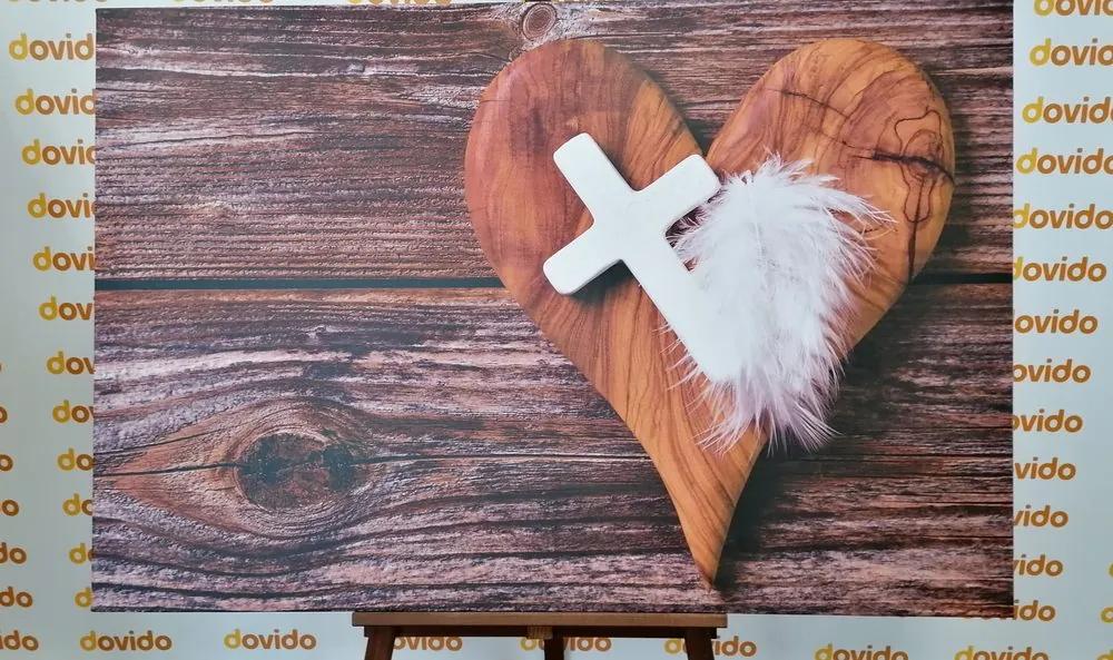 Εικόνα σταυρό σε ξύλινο φόντο - 60x40