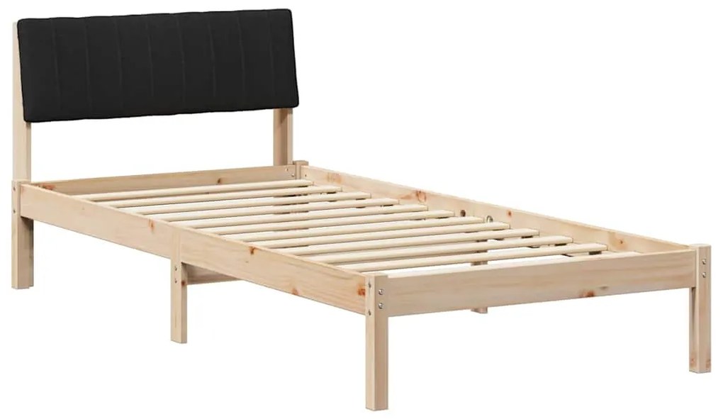 vidaXL Σκελετός Κρεβατιού Καφέ και μαύρο 90 x 190 cm Μασίφ ξύλο πεύκου