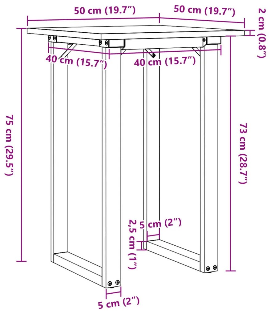 ΤΡΑΠΕΖΙ ΤΡΑΠΕΖΑΡΙΑΣ ΠΛΑΙΣΙΟ Ο50X50X75ΕΚ ΜΑΣΙΦ ΠΕΥΚΟ/ΧΥΤΟΣΙΔΗΡΟΣ 3282669