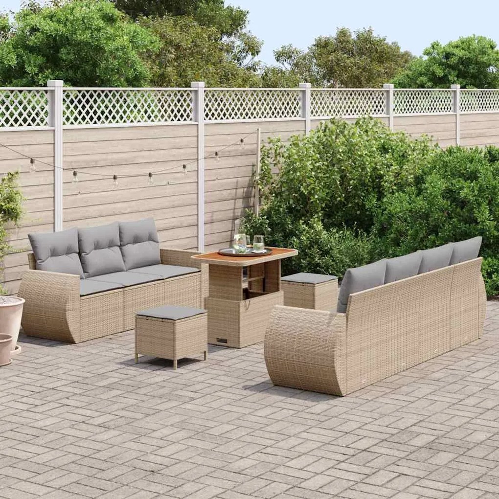 vidaXL Σετ Καναπέ Κήπου 10 pcs μπεζ και ανοιχτό γκρι 90 x 55 x 71 cm