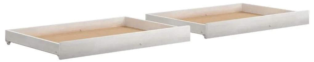 Συρτάρια για Καναπέ - Κρεβάτι 2 τεμ. Λευκά Μασίφ Ξύλο Πεύκου - Λευκό