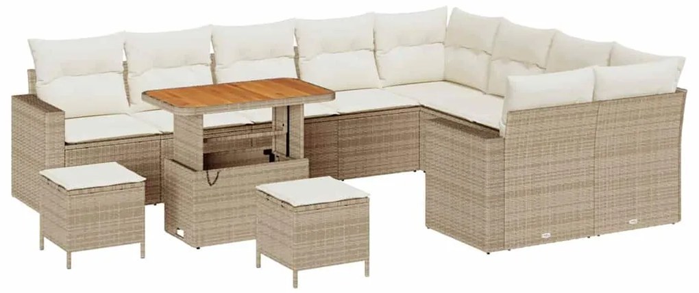 vidaXL Σετ Καναπέ Κήπου 12 pcs Μπεζ συνθετικό ρατάν