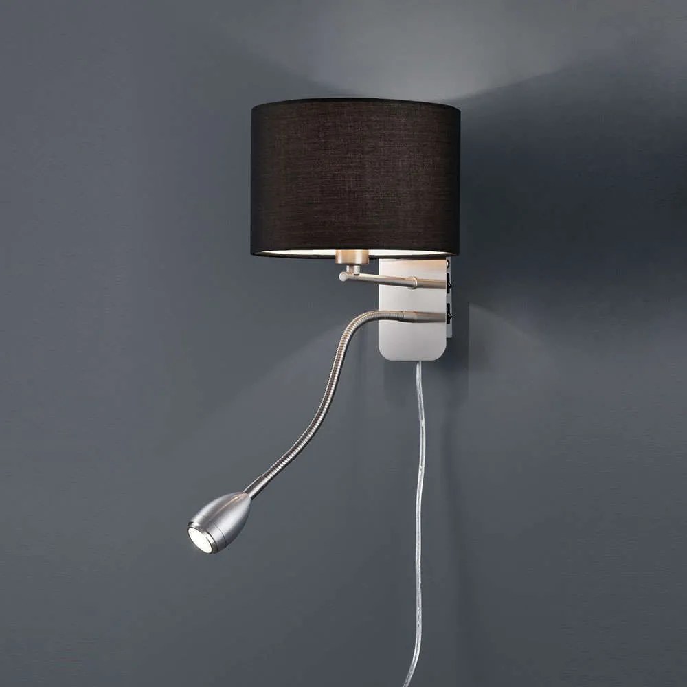 Φωτιστικό Τοίχου - Απλίκα Hotel 271170202 D20x23,5cm Black Trio Lighting Metal, Fabric