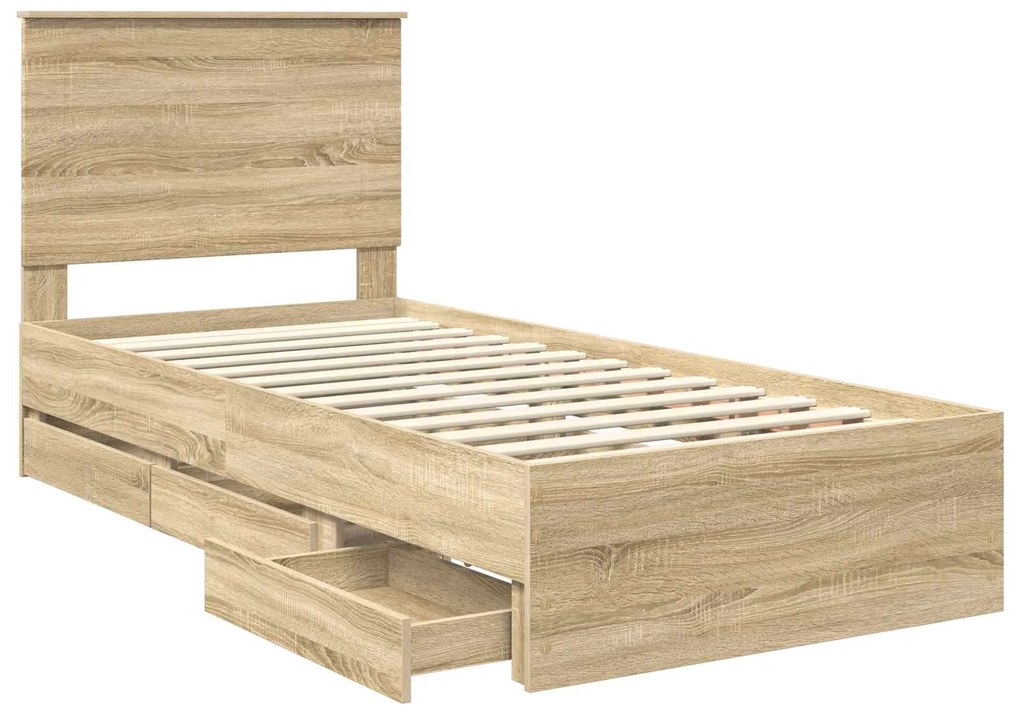 vidaXL Σκελετός Κρεβατιού Δρύς Sonoma 90 x 190 cm Μηχανήματος Ξύλο