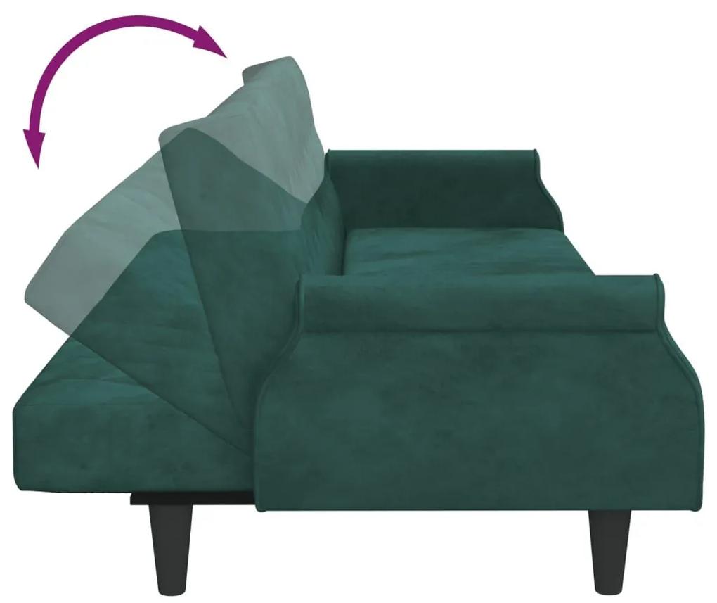 Καναπές Κρεβάτι Διθέσιος Σκ Πράσινος Βελούδο Μαξιλάρια/Υποπόδιο - Πράσινο