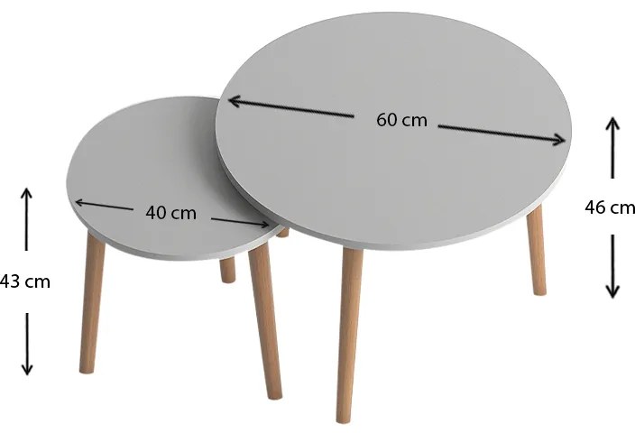 Σετ τραπεζάκια σαλονιού Roma Megapap 2 τμχ. χρώμα λευκό 60x60x46εκ.