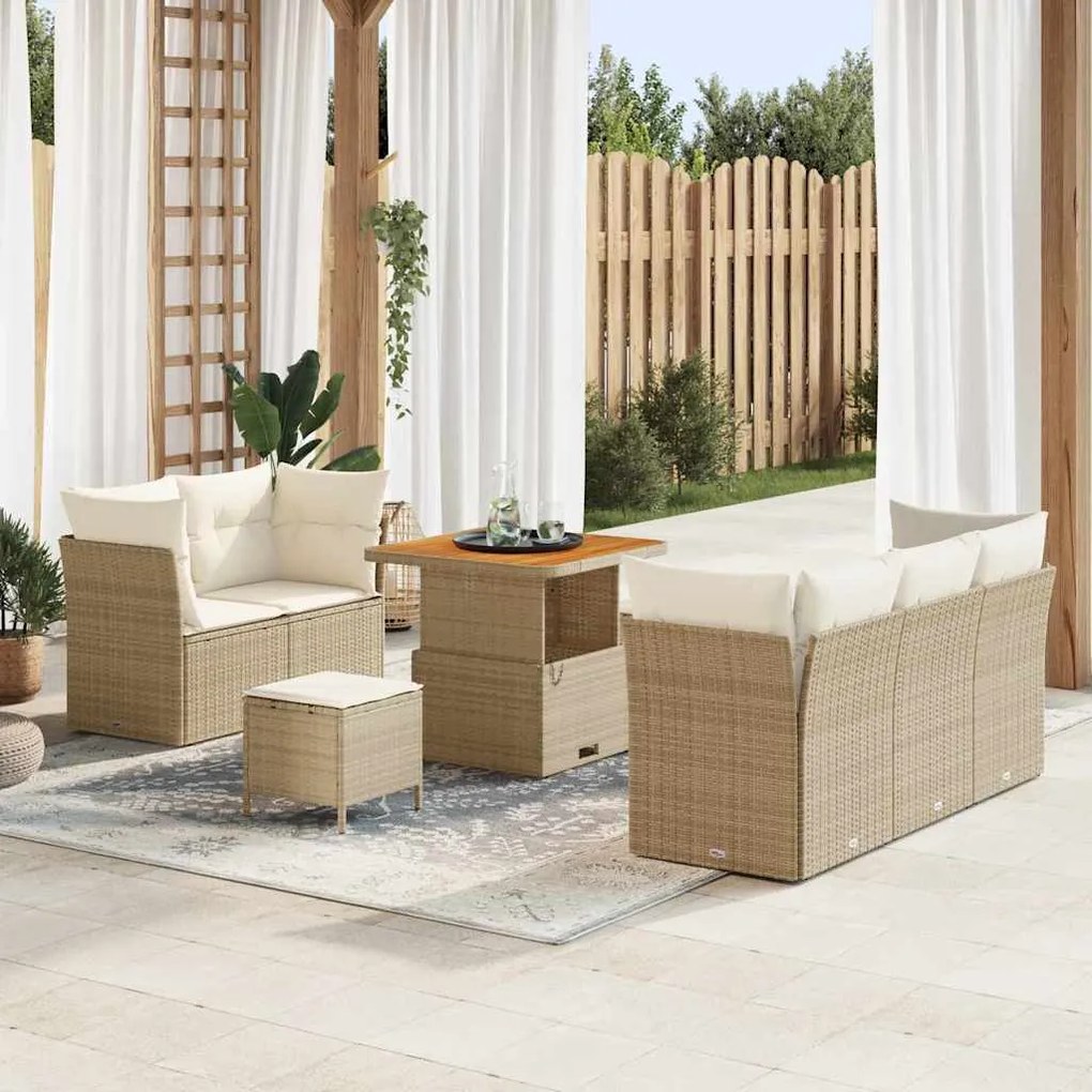 vidaXL Σετ Καναπέ Κήπου 8 pcs μπεζ και κρεμ 80 x 80 x 71 cm
