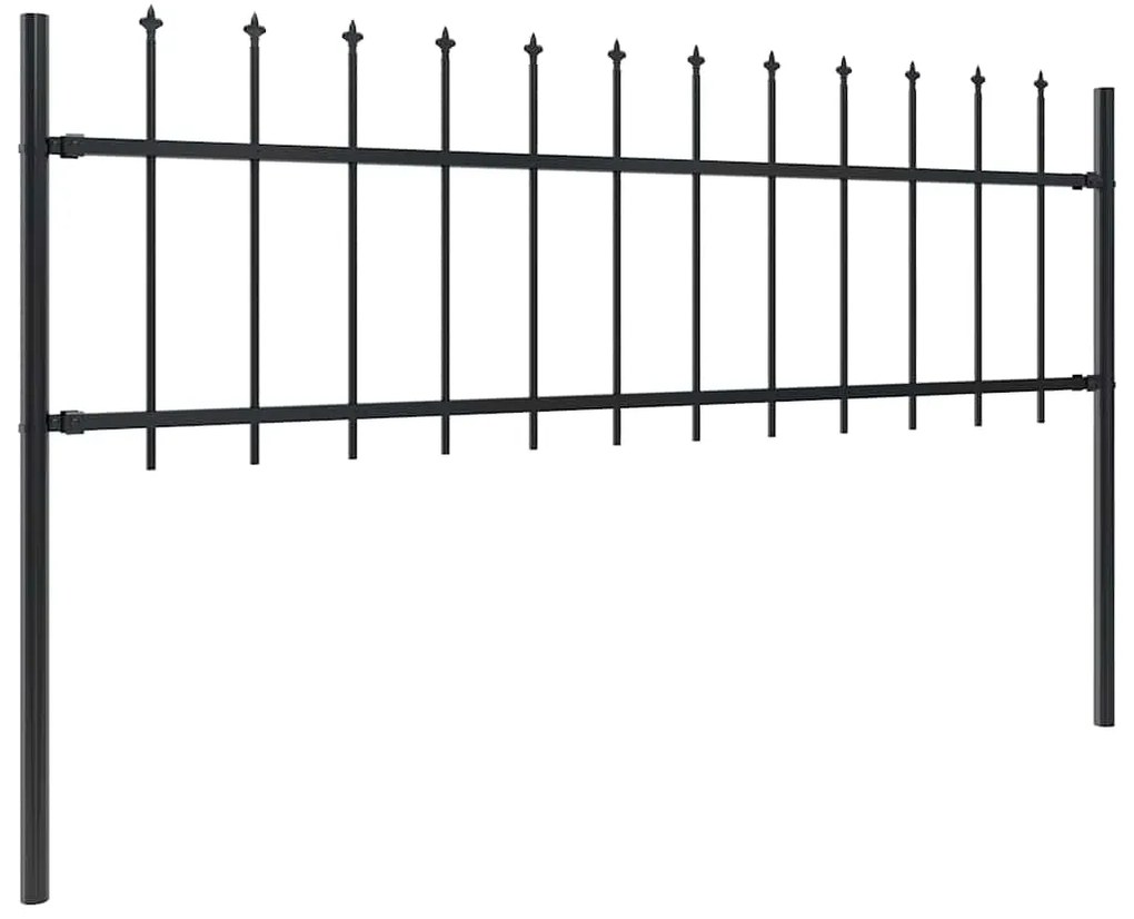 vidaXL Φράχτης Κήπου με Κορυφή Δόρυ από Ατσάλι, Μαύρος 1070x60 εκ.