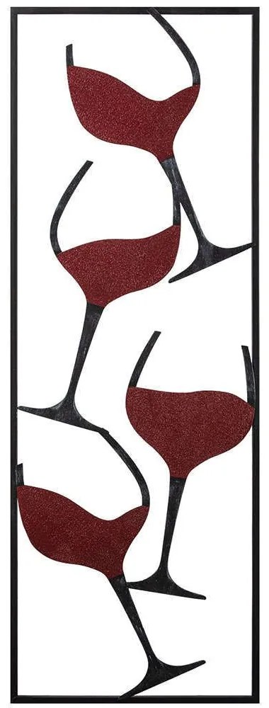 Διακοσμητικό Τοίχου Wine 279ENZ2572 32x5x90cm Black-Red Wallity Μέταλλο