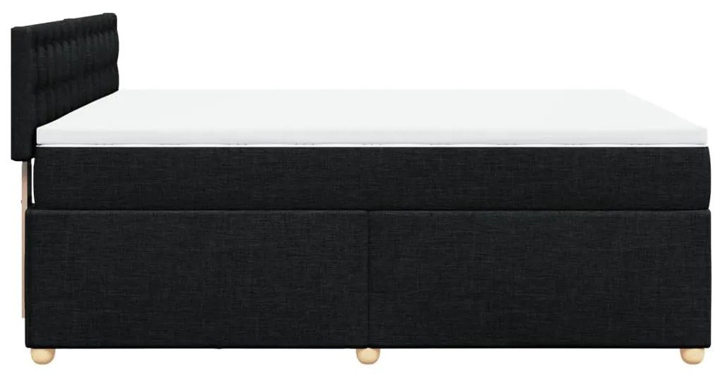 vidaXL Κρεβάτι Boxspring με Στρώμα Μαύρο 140x190 εκ. Υφασμάτινο