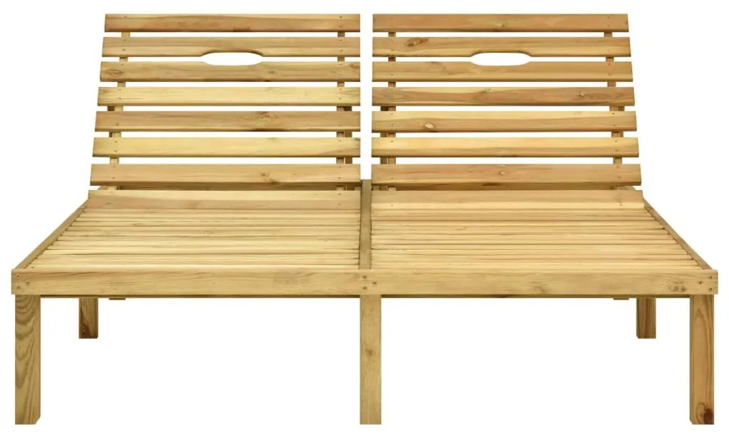 vidaXL Ξαπλώστρα Διπλή Εμποτισμένο Ξύλο Πεύκου & Μπλε Ρουά Μαξιλάρια