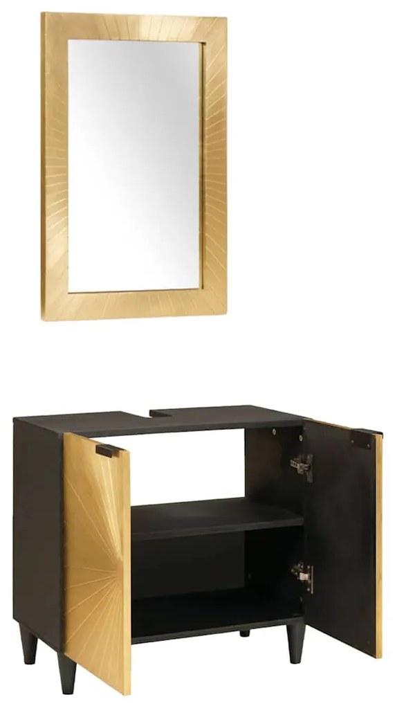 vidaXL Σετ επίπλων μπάνιου 2 pcs Μαύρο και Χρυσό 62 x 33 x 58 εκ.
