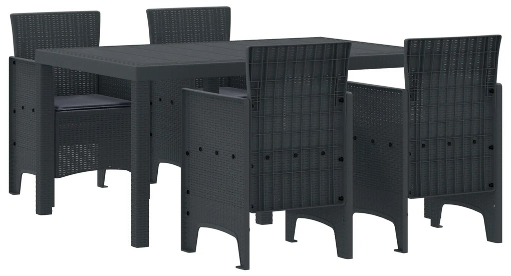 vidaXL Σετ Τραπεζαρίας Κήπου 5 pcs Ανθρακί 150 x 100 x 73 εκ.