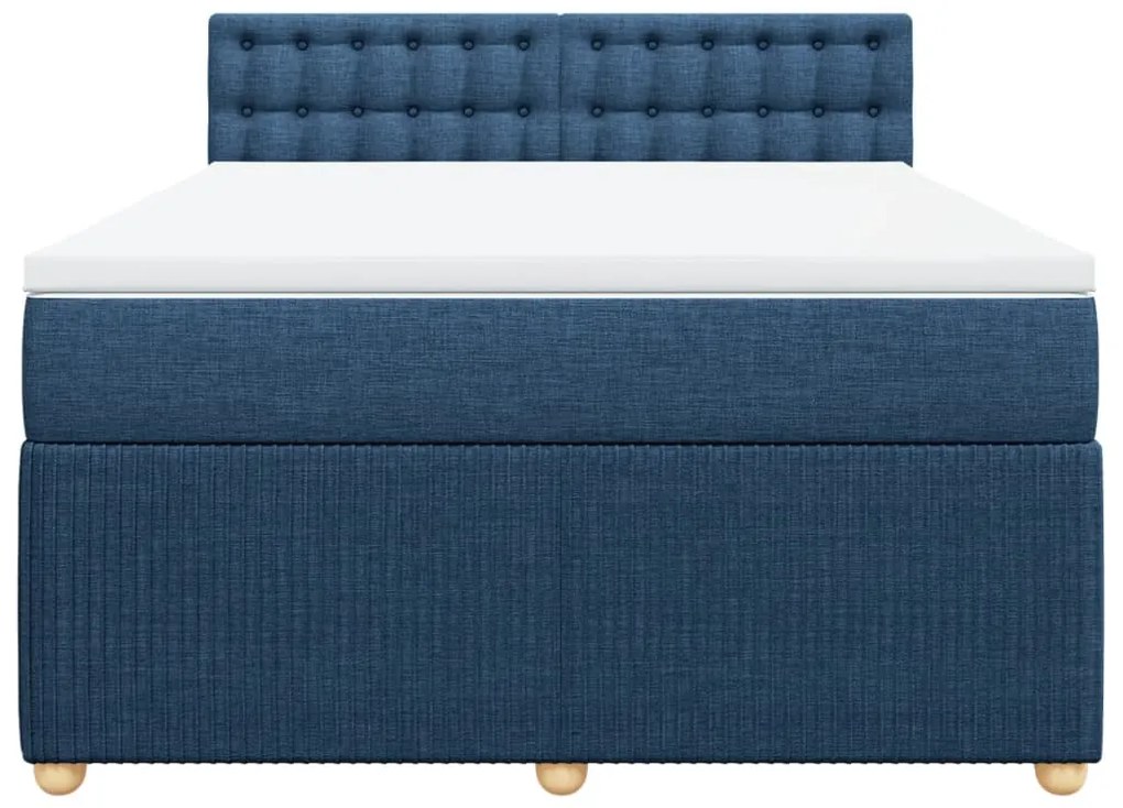 vidaXL Κρεβάτι Boxspring με Στρώμα Μπλε 140x200 εκ. Υφασμάτινο