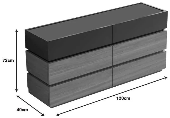 Συρταριέρα Sonlen pakoworld mdf σε ανθρακί-sonoma απόχρωση 120x40x72εκ