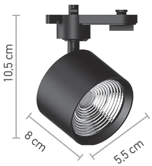 InLight Σποτ Ράγας Μαύρο LED 10W 3000K D:5,5cmX10,5cm (T00501-BL)