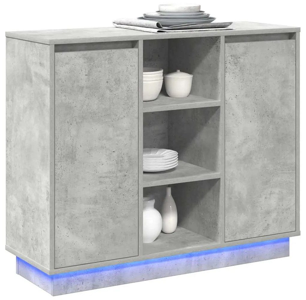 vidaXL Κομοδίνο Σκυρόδεμα Γκρι 90 x 32 x 75 εκ Επεξεργασμένο ξύλο