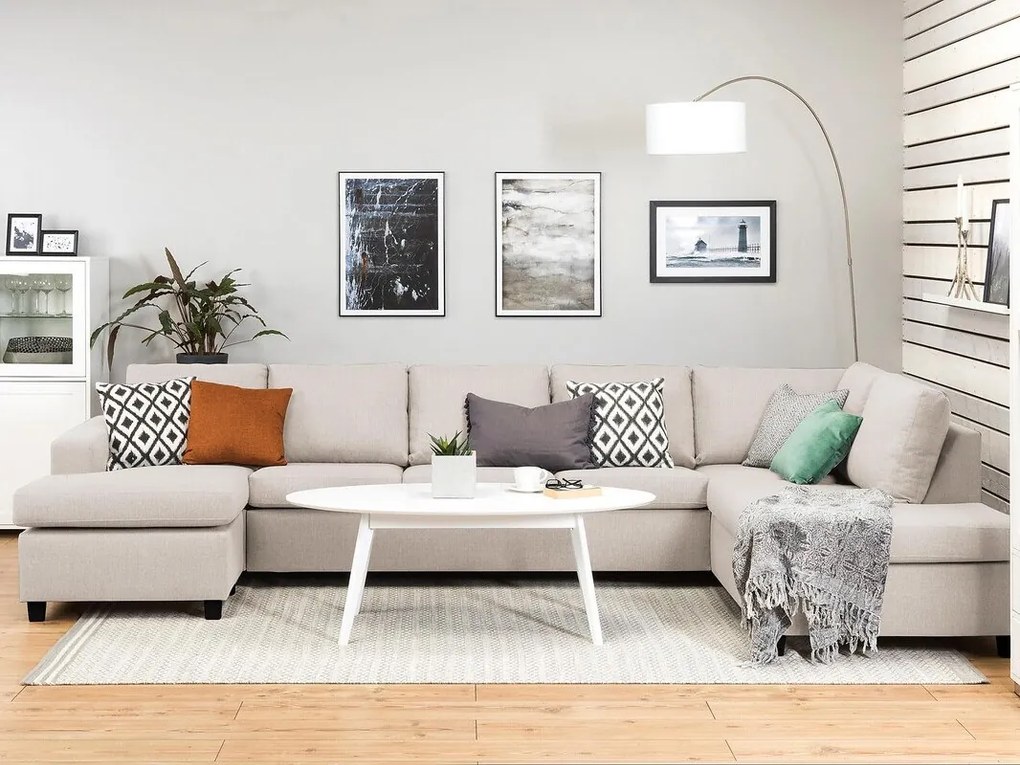 Γωνιακός Καναπές Scandinavian Choice C161, Ανοιχτό καφέ, 344x199x80cm
