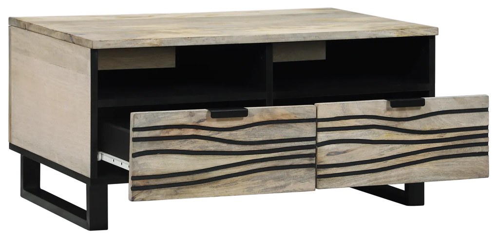 vidaXL Τραπεζάκι σαλονιού with Drawer Άσπρο, Μαύρο 80 x 54 x 40 εκ