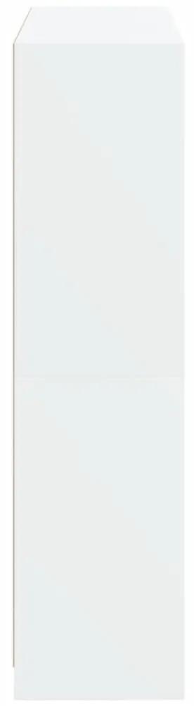 Βιβλιοθήκη με Πόρτες Λευκή 136x37x142 εκ. από Επεξεργ. Ξύλο - Λευκό